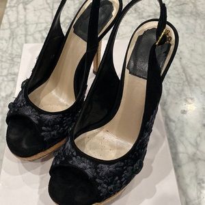 Christian Dior Paraiso Black Sandal with Straw Sandal